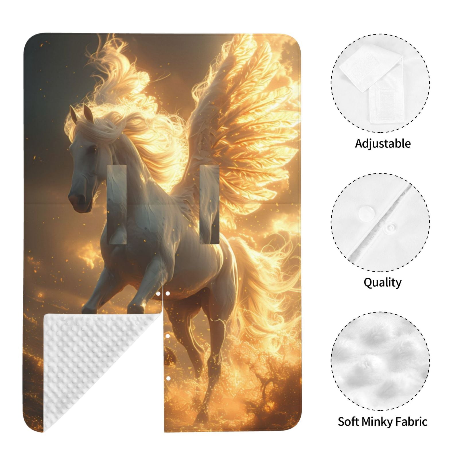 Naloa Golden Winged White Horse Baby Car Seat Cover, Breathable Baby Carrier Cover, Multiuse Baby Carrier Cover & Nursing Breastfeeding Cover