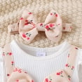 thumbnail image 5 of WOYY Girls Floral Ribbed Long Sleeve Romper Baby Jumpsuit with Headband, Sizes 9-12M, 5 of 7