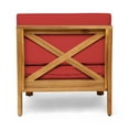 thumbnail image 6 of Timothy Outdoor 11 Seater Acacia Wood Sectional Sofa and Club Chair Set, Teak Finish, Red, 6 of 10
