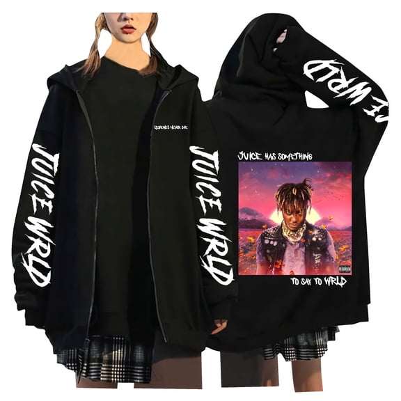 TPUABR Juice World Zipper Hoodie New Fashionable Long-Sleeve Pullover Sweater Fleece Windproof Warm Casual Jacket Unisex