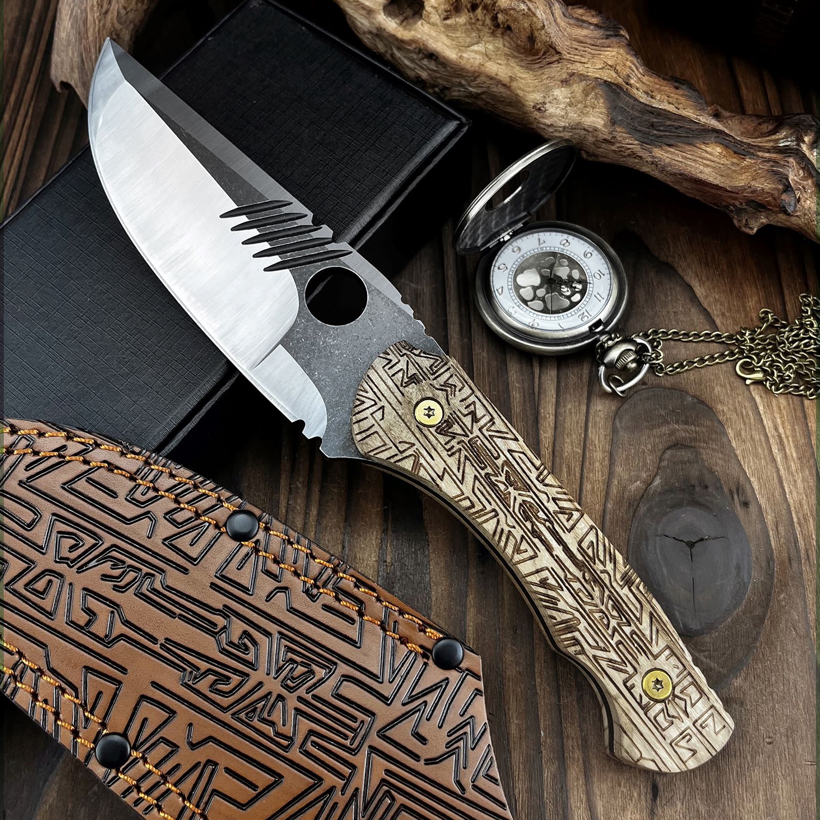 Multipurpose Fixed Blade Utility Knife - 8Cr13Mov Steel Blade with Engraved G10 Handle, Sheath for Home, Office & Light Outdoor Tasks
