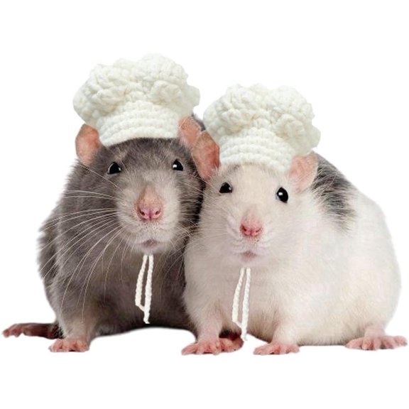 Guinea Pig Chef Hat - Hand Knitted Small Animal Cooking Chef Cap with Adjustable Strap Halloween Costume Outfit Prop Clothes Accessories for Rabbit Bunny Chinchilla Kitten Puppy (Medium)