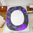 thumbnail image 5 of Homewish Fashion Splash Graffiti Queen Sheet Sets for Kids, Purple Camouflage Flat Sheet, Chic Abstract Ombre Queen Fitted Sheet, Lightweight Room Decor, 4 Pieces, 5 of 7