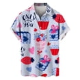 thumbnail image 4 of Camisetas de manga corta para hombre, con estampado 3D de amor, gráfico, camisas de botones para el día de San Valentín, blusa informal de verano para playa para hombre, 4 of 5