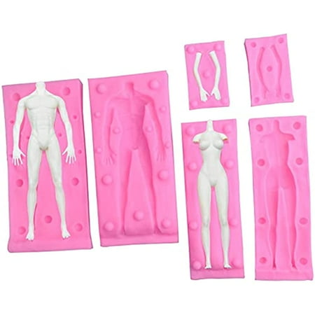 

2 Packs Man Woman Male Female Body Model Dolls Silicone Fondant Molds Plaster Clay Mold Chocolate Biscuit Sugar Craft Ice Mould DIY Cake Decorating Supplies Baking Tools