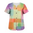 thumbnail image 5 of VBVC Women's Floral Print Henley Blouse , Ladies' V-Neck Short Sleeve Summer Top , Boho Tropical Vacation Shirts For Women,Orange,S-3XL, 5 of 8