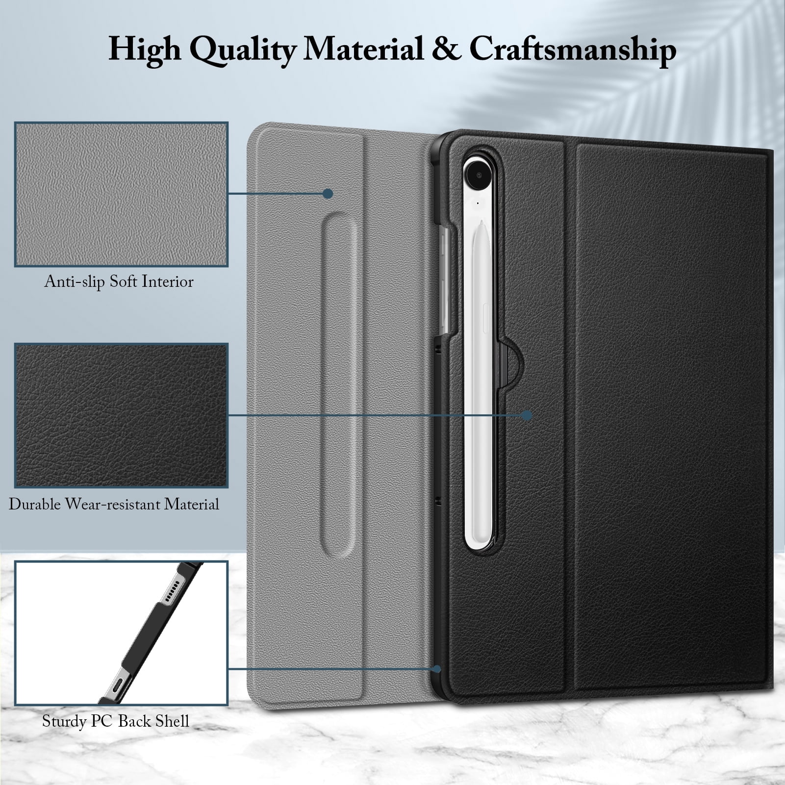 Fintie Keyboard Case for Samsung Galaxy Tab S10 Lite/ S10 FE/ S9 FE 5G 10.9 Inch/Tab S9 11 Inch with S Pen Holder, Slim Stand Cover Detachable Wireless Bluetooth Keyboard, Black