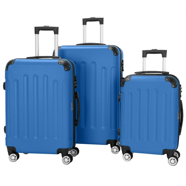 Zimtown 3pcs Luggage Set Pc Abs Trolley Spinner 20 24 28 Suitcase Hard Shell Blue Walmart Com Walmart Com
