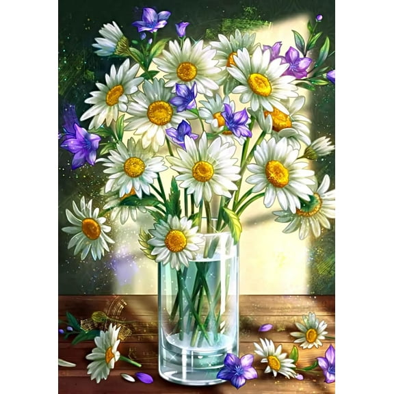 Spring White Daisies Purple Flower Garden Yard Flag 28 x 40 Inch, Double Sided Outdoor Decorative Welcome flags Banners for Home House Lawn Patio