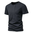 thumbnail image 2 of Men's Henley Shirt Short Sleeve Cotton Summer Button T-Shirt Casual Solid Color Henley Shirt Cotton Top, 2 of 9