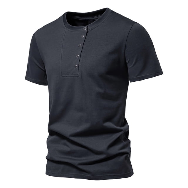 Chemises pour Hommes, Mode Été Décontractée Couleur Unie Manches Courtes Col Rond Blouse