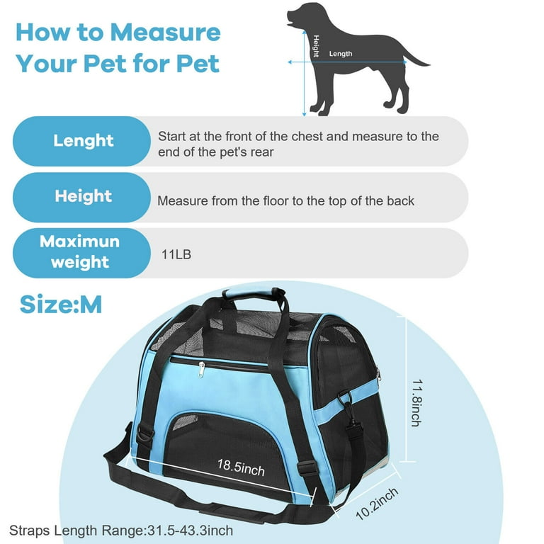 Cat Carrier Large Pet Carrier for 2 Cat, 18.5x11.8x11.8 Cat Bag