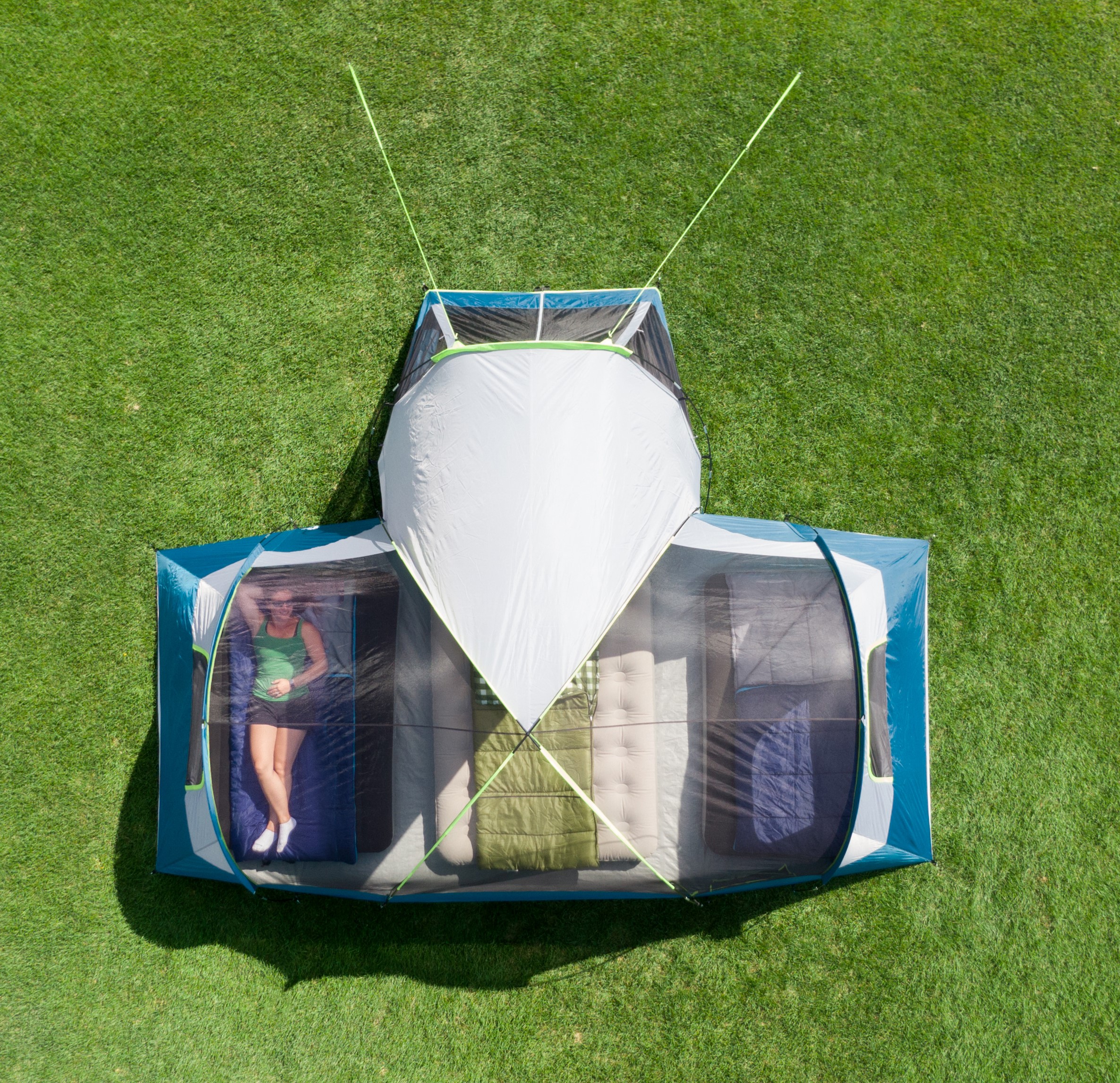 Carpa tipo domo Ozark Trail para 10 personas con porche de malla, tienda de campaña familiar de 3 habitaciones 4