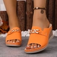 thumbnail image 2 of Slippers for Women,Slippers Stylish Platform Sandals With Metallic Decoration Open Toe Beach And Casual Footwear For Summer,Womens Slippers,Orange,9, 2 of 9