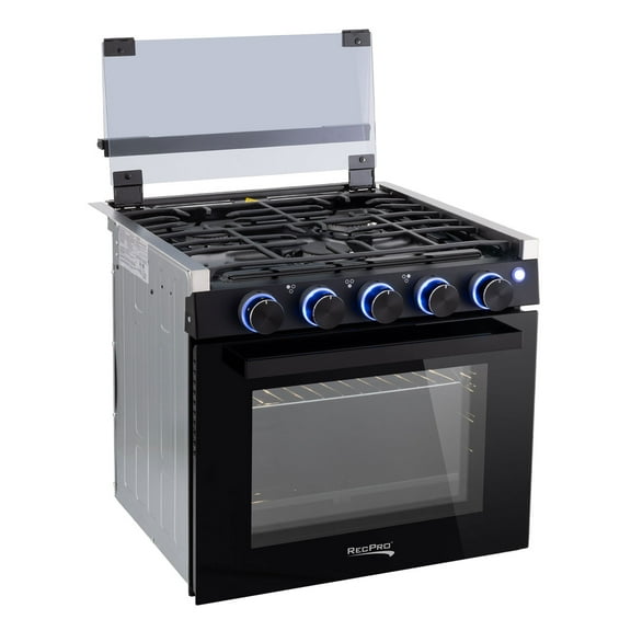 RecPro 21 Inch 3 Burner Propane RV Stove Gas Range without Hood, Black