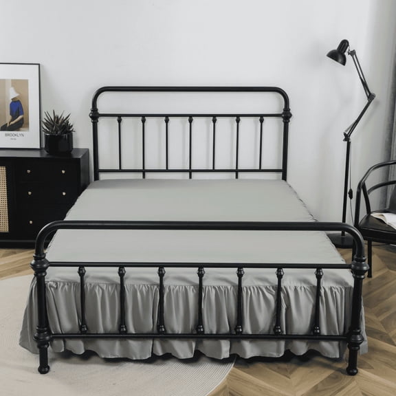 Nvzi split bed skirt Light Gray Full Size 54x75 drop 14 inches, pleated edge bed skirt, bedding dust cover, pet hair barrier, suitable for modern bedrooms in farmhouses, 1 piece