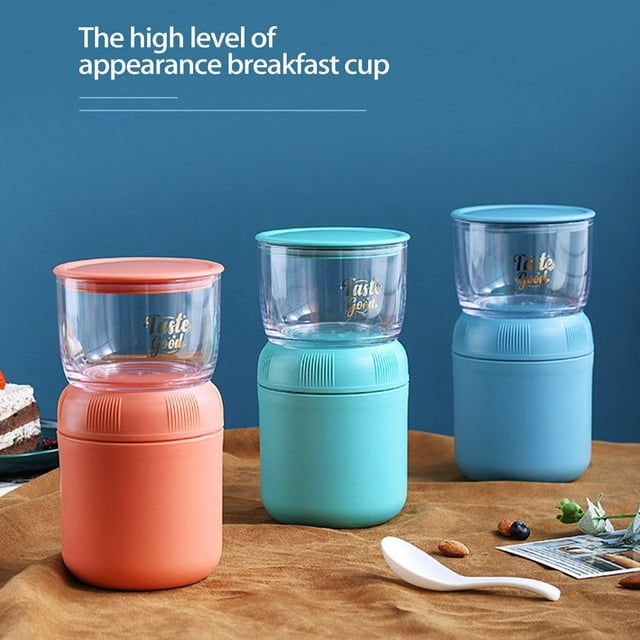 1 Set Lunch Container Two Cups with Spoon Good Sealing Keep Food Warm BPA Free Leakproof Thermal Food Jar School Use
