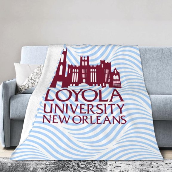 Loyola University New Orleans Logo Fleece Blanket, Very Soft Microfiber Flannel Blanket for Couch Warm and Cozy for All Seasons