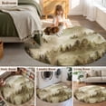 thumbnail image 5 of Round Area Rug 8 Ft, Brown Mountain Washable Non-Slip Circle Carpet for Living Room/Bedroom, Misty Forest Nature Woodland Pine Tree Landscape Collection Low-Profile Large Area Rugs for Indoor, 5 of 8