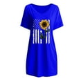 thumbnail image 4 of Wycnly 4th of July Dresses for Women Independece Day Fashion Patriotic Pocket Tunic Tshirt Dresses Short Sleeve V-Neck USA Flag Sunflower Print Summer Knee-Length Formal Dress Blue s, 4 of 4