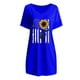 thumbnail image 4 of Puntoco Vestido De Manga Corta Con Cuello En V, Bolsillo Estampado De Moda Casual Para Mujer Azul L, 4 of 4