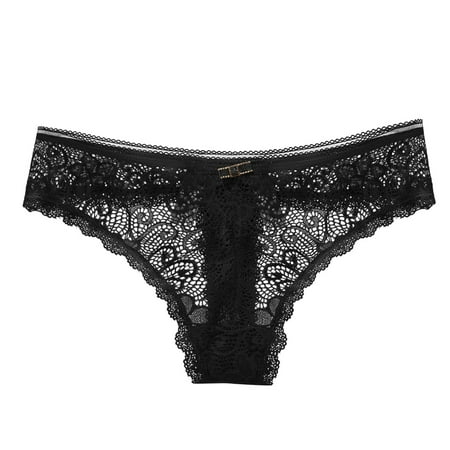 

wendunide womens underwear Women Light Luxury Sexy Lace Panties Transparent Hollow Temptation Low Waist Seamless Thin Briefs Women s Panties Black XL