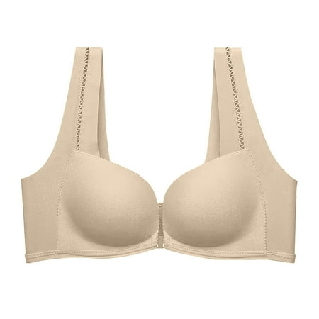 Ploknplq Bras for Women Push Up Bra Women s and Comfortable Front Button with No Traces Raised Chest Anti Sagging and Adjustable Back Bra Backless Bra