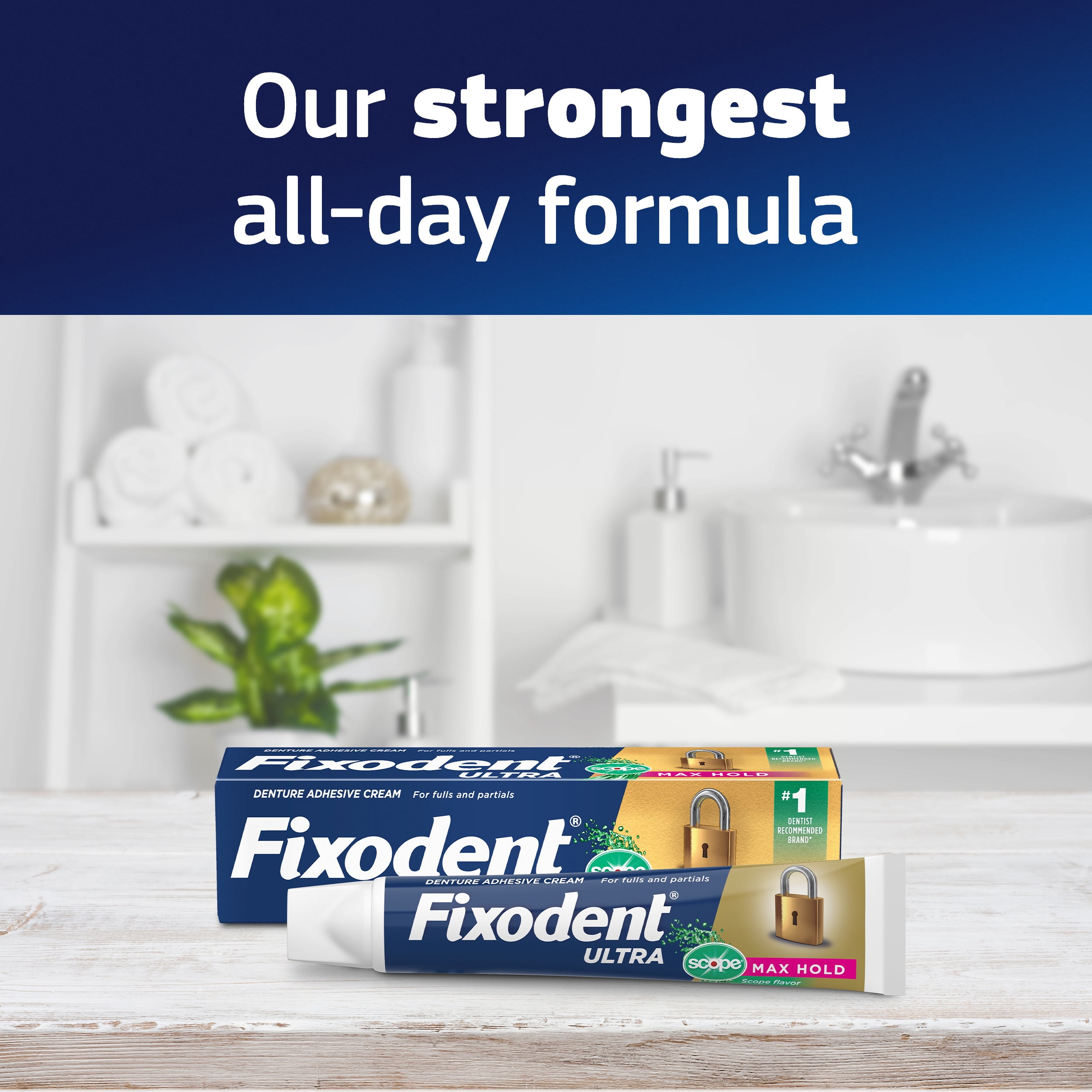 Fixodent Ultra Max Hold Plus Scope Secure Denture Adhesive, 1.8oz, 2 Pack
