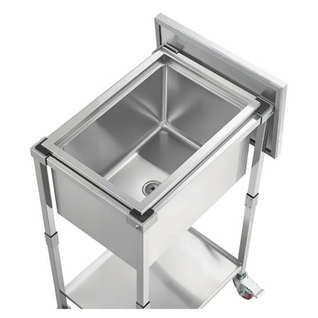Rolling Ice Chest Cooler Cart, 32.8 Quart Stainless Steel Outdoor Cooler Trolley, 22" x 16" x 38", Portable Stand Up Cooling Bin with Wheels & Shelf for Parties, Patio, Bar