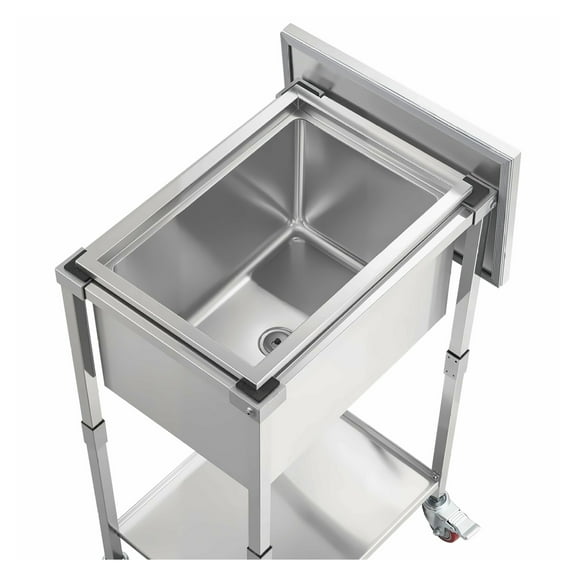 Rolling Ice Chest Cooler Cart, 32.8 Quart Stainless Steel Outdoor Cooler Trolley, 22" x 16" x 38", Portable Stand Up Cooling Bin with Wheels & Shelf for Parties, Patio, Bar