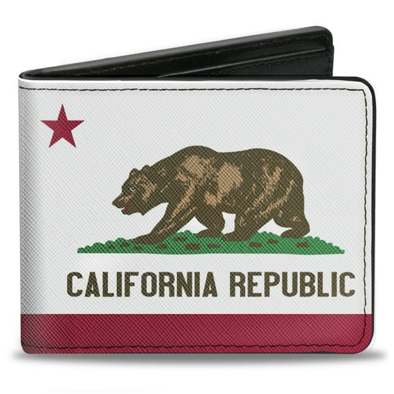 Buckle-Down Wallet, Bifold, California Flag, Vegan Leather