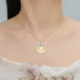 thumbnail image 4 of TEAMER Gold Lotus Flower Necklace Crescent Moon Turquoise Stainless Steel for Women Amulet, 4 of 8