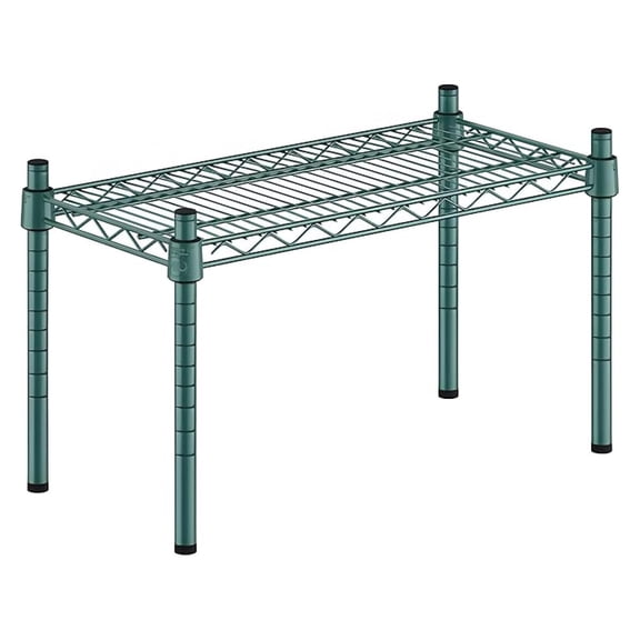 12" x 24" x 14" Green Epoxy Wire Storage Shelf, Dunnage Rack, 1 Tier Small Shelf