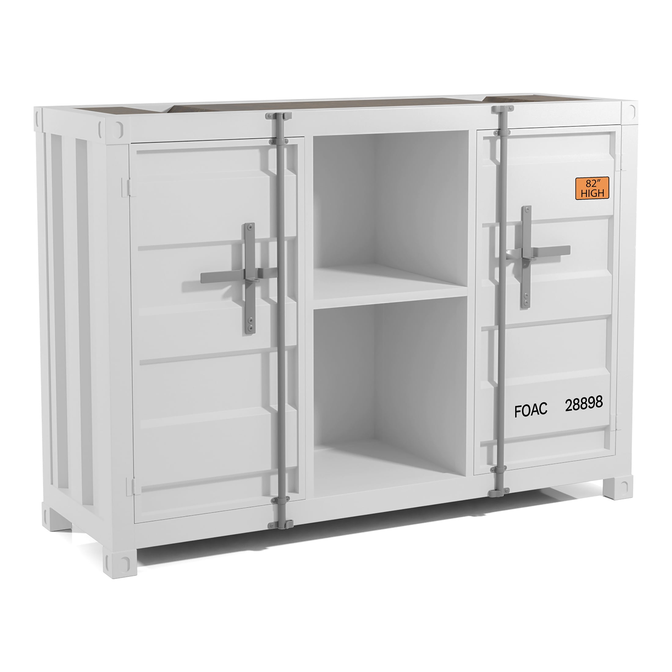 Furniture of America Button Metal 6-Shelf Console Table, Sand White