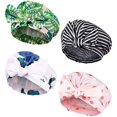 thumbnail image 1 of 4 Pcs Bonnets de Douche pour Femmes avec Nœud, Bonnets de Douche Imperméables, Bonnets de Bain Réutilisables, Bonnet de Bain, Turban, Bonnet de Douche, Bonnets pour Cheveux, 1 of 8