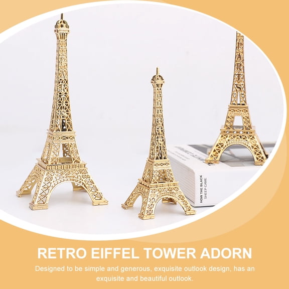 DEEPCRAFF Vintage Zinc Alloy Eiffel Tower Statue, Golden Metal Sculpture for Elegant Home and Office Decor