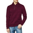 thumbnail image 2 of Miluxas Men Casual Knitted Sweaters Shawl Collar Dress Sweater Long Sleeve V-Neck Pullover Tops Wine, 2 of 4