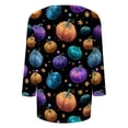 thumbnail image 6 of Women's Halloween Pumpkin Tops 3/4 Sleeve Tops Funny Graphic Tees Fall Crew Neck Loose Fit Vintage Halloween T-Shirts, 6 of 7