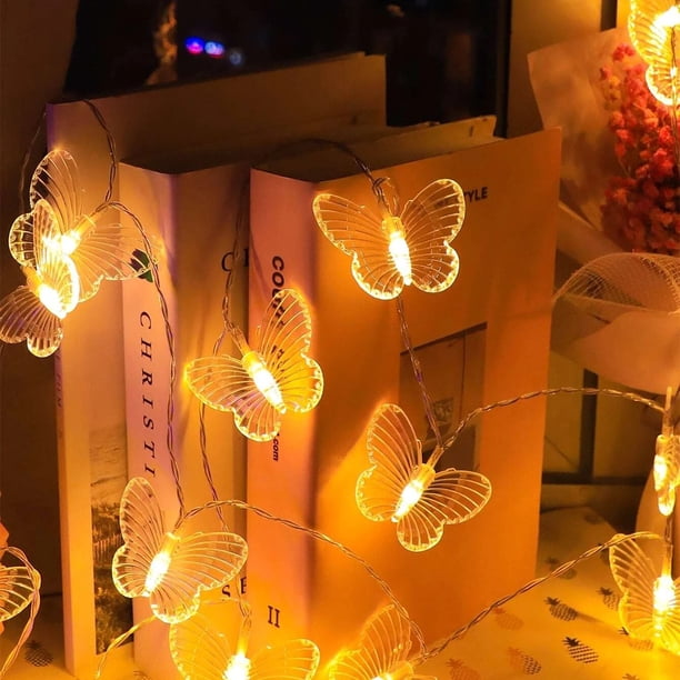 Luces de cadena de mariposa Luces de cadena de cortina de mariposa Luces de guirnalda Luces de cadena de mariposa solar para decoración de fiesta Batería (sin batería) Zefei Wu 9024735040675