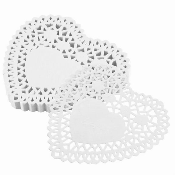 100x 4 Inch White Love Heart Paper Lace Doilies Doily for Cardmaking Scrapbooking White Papery