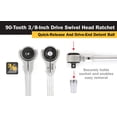 thumbnail image 4 of Titan 12168 3/8-Inch Drive x 10-Inch 90-Tooth Swivel Head Ratchet, 4 of 6