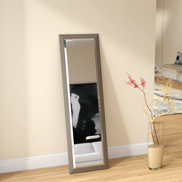 Silver Petite Modern Beveled Full Length Mirror, Framed Yes, Mount