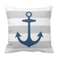 thumbnail image 1 of RYLABLUE Housse de Coussin Ancre Bleu Marine avec Rayures Nautiques Grises 18x18 Pouces, 1 of 1