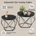 thumbnail image 4 of Blazezo Coffee Table Set of 2 Small Round Side Table with Steel Frame, Hidden Storage Space Stackable End Table for Living Room Bedroom Office, 4 of 8