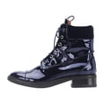 thumbnail image 2 of YDN Women Graceful Round Closed Toe Ankle Boots Suede Chunky Block Low Heels Lace Up Shorts Boots Office Winter Shoes Size 9 Navy Blue Patent, 2 of 4