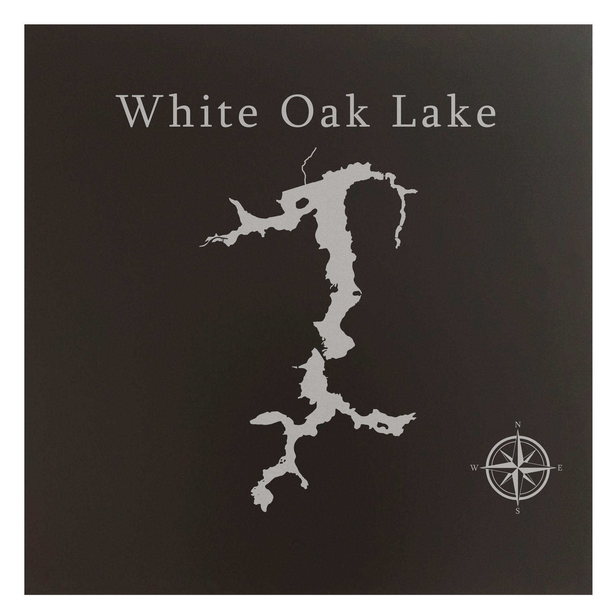 White Oak Lake Map 24x24" Black Metal Wall Art Office Decor Gift