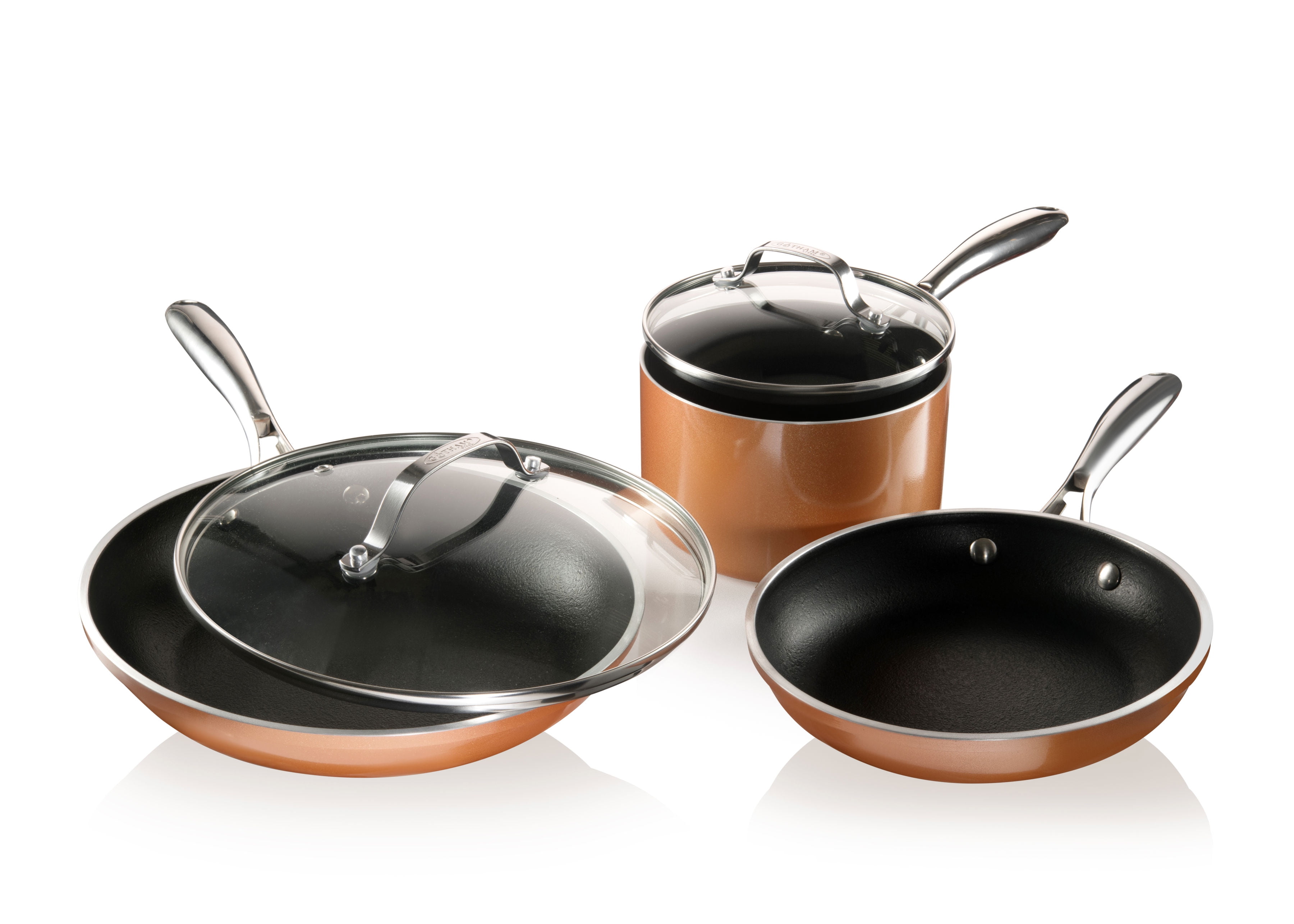 WearEver 5 Piece Nonstick Cookware Set Copper Fry Pan Sauce