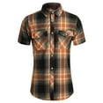 thumbnail image 2 of WREESH Men's Trendy Button Down Shirts Short Sleeve Plaid with Turn-Down Collar, Button Detail & Open Pockets Black, 2 of 7