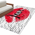 thumbnail image 2 of Lipprint Texture Washable Area Rugs 4'x6', Love Letter Texture Retro Low Pile Throw Living Room Rug Non-Slip Sturdy Edge Binding Carpet for Indoor Entryway Bedside Kitchen, 2 of 9