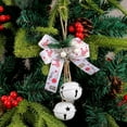 thumbnail image 5 of Lilgiuy Christmas Bell Hanging Ornaments 9.84" Large Rustic Metal Bell Decoration Xmas Hanging Decorative Bell with Bow and Pine Cone for Christmas Wreath Tree Door Decor (White), 5 of 5